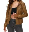 Coalition La Vegan Leather Hooded Jacket In Brown In Brown