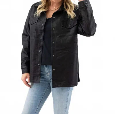 Coalition La Vegan Leather Shacket In Black