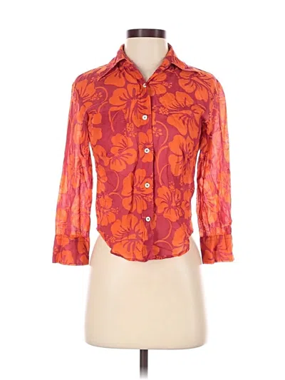Pre-owned Coast 3/4 Sleeve Button Down Shirt In Orange