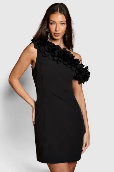Coast 3d Floral One Shoulder Mini Dress In Black