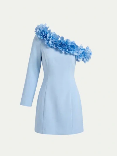 Coast 3d Floral One Shoulder Mini Dress In Blue