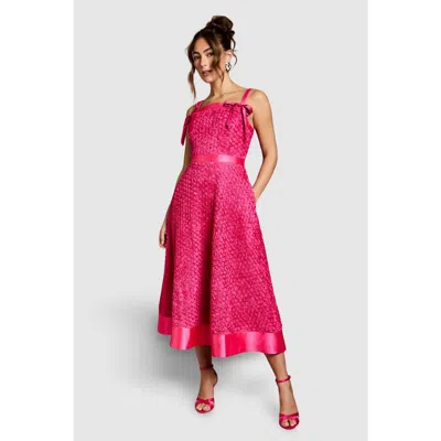 Coast 3d Flower Strappy Midi Dress In Red