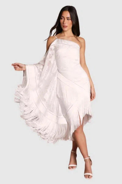 Coast Asymmetric Fringe One-shoulder Dress In White