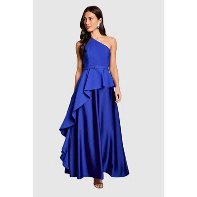 Coast Asymmetric One-shoulder Satin Maxi Dress In Blue