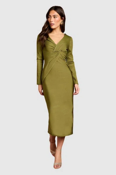 Coast Bandage Twist Front V-neck Midi Dress In Green