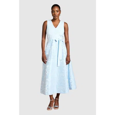 Coast Bandage V-neck Jacquard Midi Dress In Blue