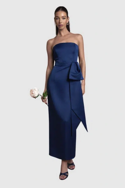 Coast Bandeau Bow-waist Maxi Dress In Blue