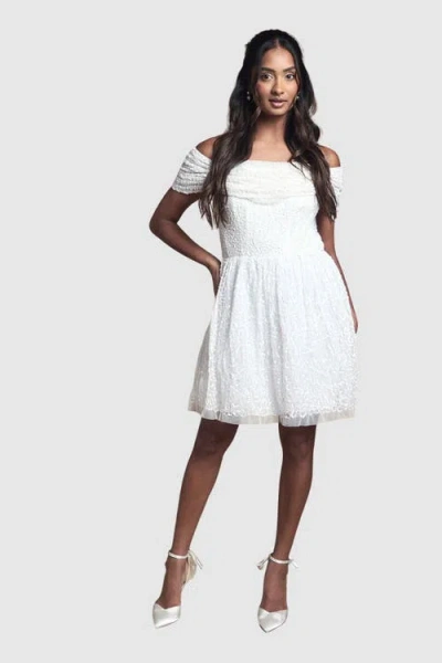 Coast Bardot Embellished Bridal Mini Dress In White