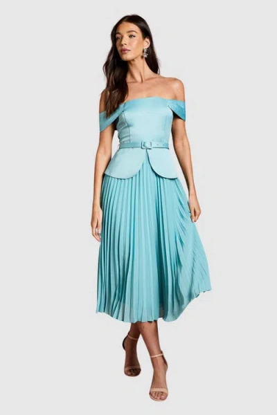 Coast Bardot Fit & Flare Midi Dress In Blue