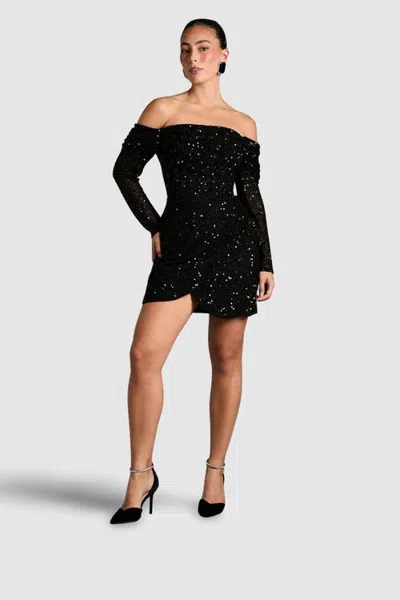Coast Bardot Long Sleeve Wrap Skirt Mini Dress In Black