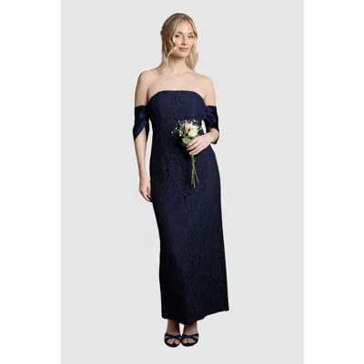 Coast Bardot Neck Short Sleeve Maxi Dress In Blue