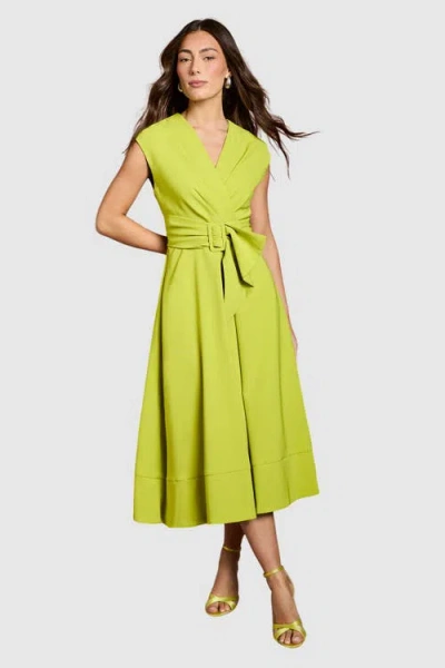 Coast Belted Crepe Dress In Green