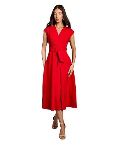 Coast Belted Crepe V-neck Midi Dress In Red
