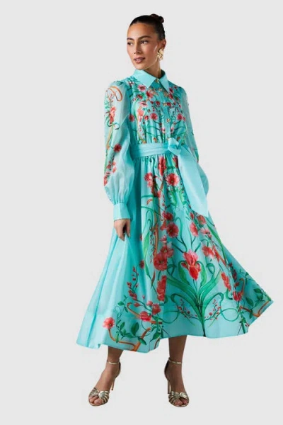 Coast Border Print Organza Shirt Dress In Multi