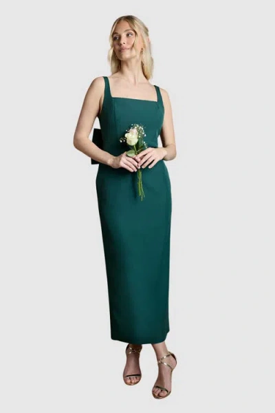 Coast Bow Back Square Neck Maxi Dress In Green