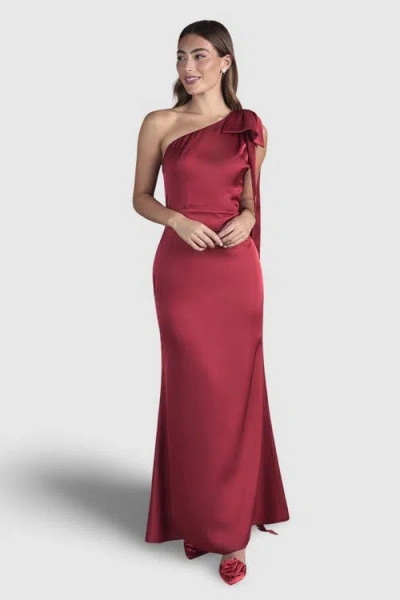 Coast Bow One Shoulder Satin Dress In Red