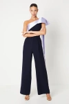 Coast Bow One Shoulder Wide Leg Jumpsuit In Blue