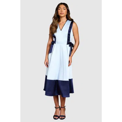 Coast Bow Satin Midi Dress In Blue