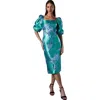 Coast Bubble Sleeve Jacquard Dress In Multi