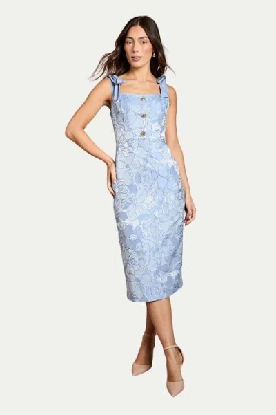 Coast Button Detail Pencil Dress In Blue