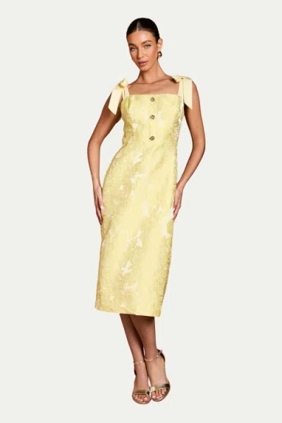 Coast Jacquard Pencil Midi Dress In Yellow