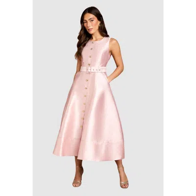 Coast Button Through Belted A-line Dress In Pink