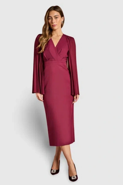 Coast Cape Sleeve Pencil Midi Dress In Purple