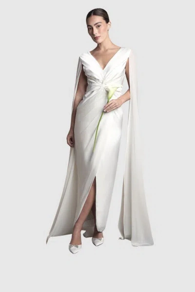 Coast Cape Sleeve Satin Maxi Dress In White