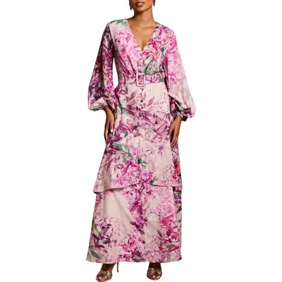 Coast Chiffon Midaxi Dress With Belt In Pink