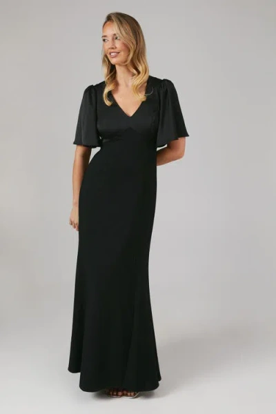 Coast Contrast Satin Bridesmaid Dress In Black