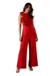 Coast Corsage Detail Pleated Jumpsuit In Red