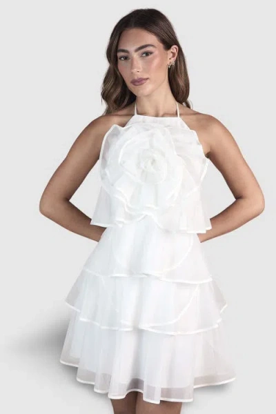 Coast Corsage Halter Bridal Mini Dress In White
