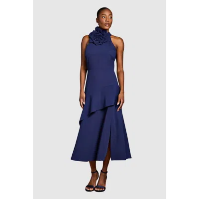 Coast Corsage High Neck Midi Dress In Blue