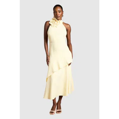 Coast Corsage High Neck Midi Dress In Yellow