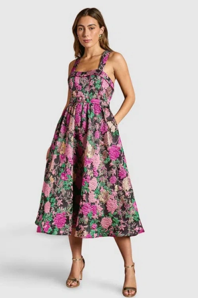Coast Corset Jacquard Midi Dress In Pink