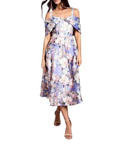 Coast Corseted Bardot Jacquard Midi Dress In Multi
