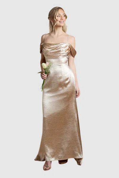 Coast Cowl Neck Bridesmaid Maxi Dress In Gold