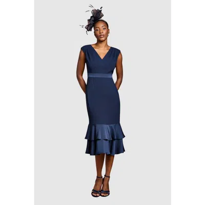 Coast Crepe Peplum Dress In Blue