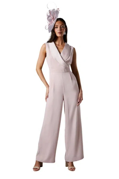 Coast Crepe V-neck Wrap Wide Leg Jumpsuit In Pink