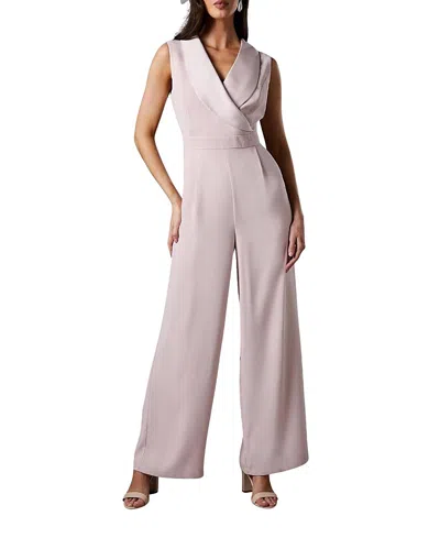 Coast Crepe V-neck Wrap Wide Leg Jumpsuit In Neutral