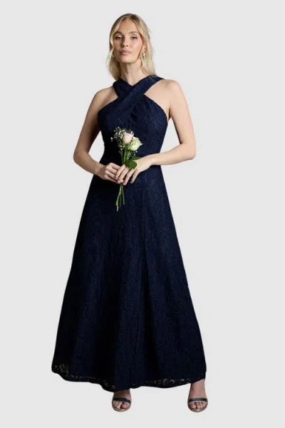 Coast Cross Halter Neck Bridesmaid Maxi Dress In Blue