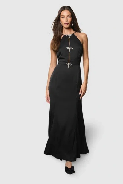 Coast Diamante Bow Halter Maxi Dress In Black