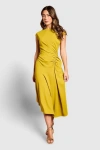 Coast Drape Side Cap Sleeve Midi Dress In Gold