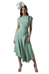 Coast Drape Side Cap Sleeve Midi Dress In Green