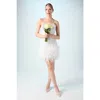 Coast Embellished Feather Bridal Mini Dress In White