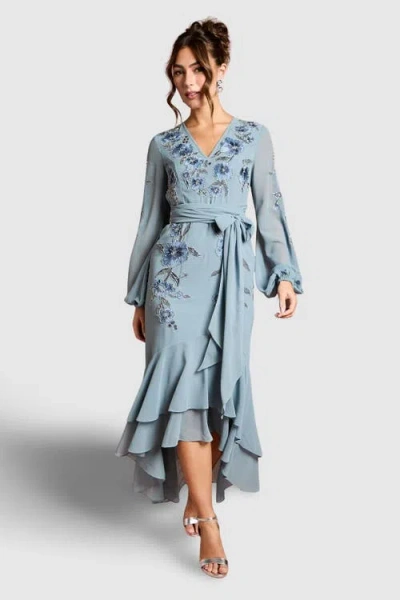 Coast Embellished High Low Maxi Dress In Blue