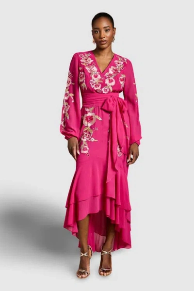 Coast Embellished High Low Maxi Dress In Pink