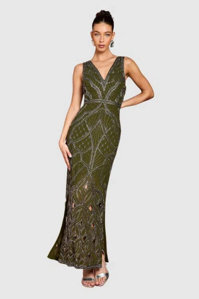 Coast Embellished V-neck Maxi Dress In Green