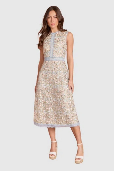 Coast Embroidered Floral Fitted Midi Dress In White