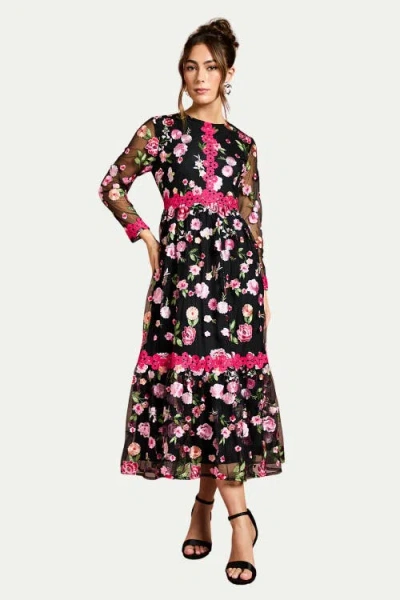 Coast Embroidered Floral Midi Dress In Multi